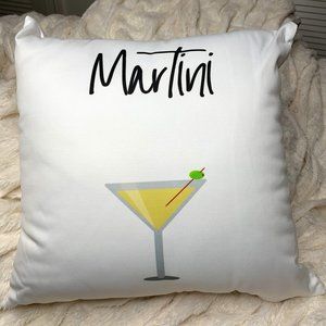 White Martini Throw Pillow 16 x 16